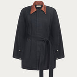 OSSOU - Sweep Jacket in Dusk Wash with Tan Leather