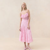 Loeffler Randall - Marion Pink Ruffle Lace Bodysuit