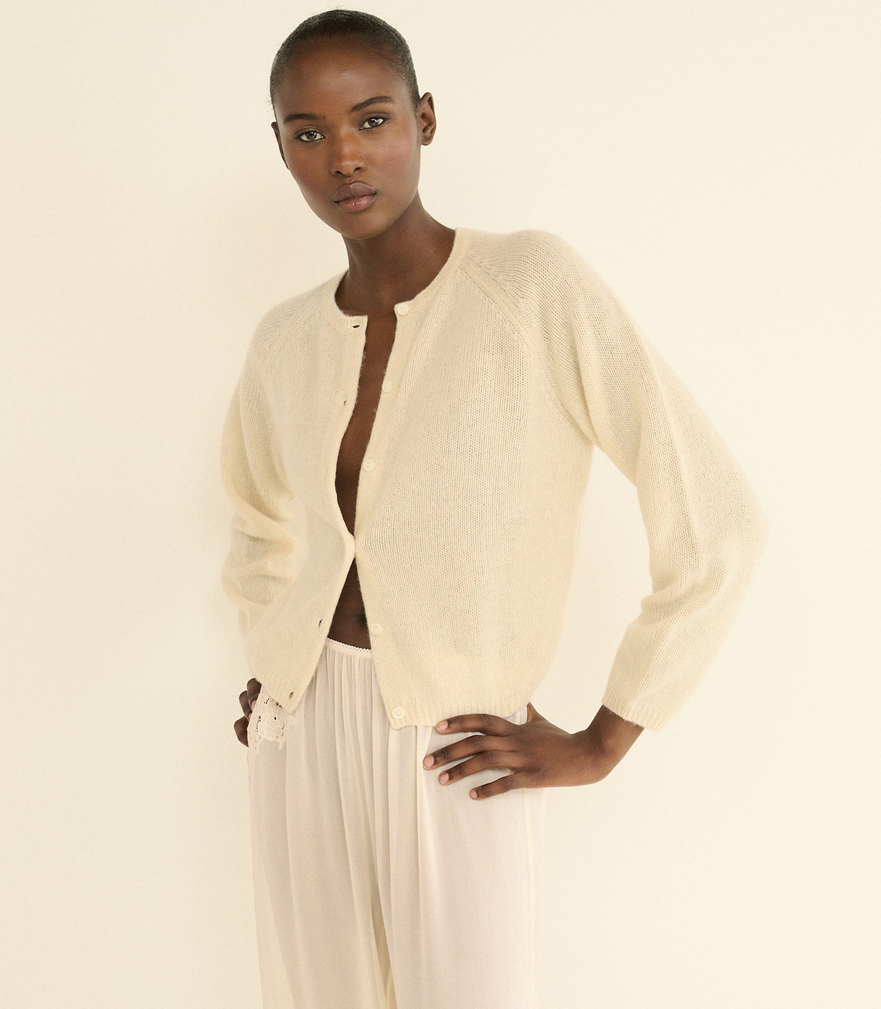 DOEN - PEROLINE CASHMERE CARDIGAN - - DOGWOOD