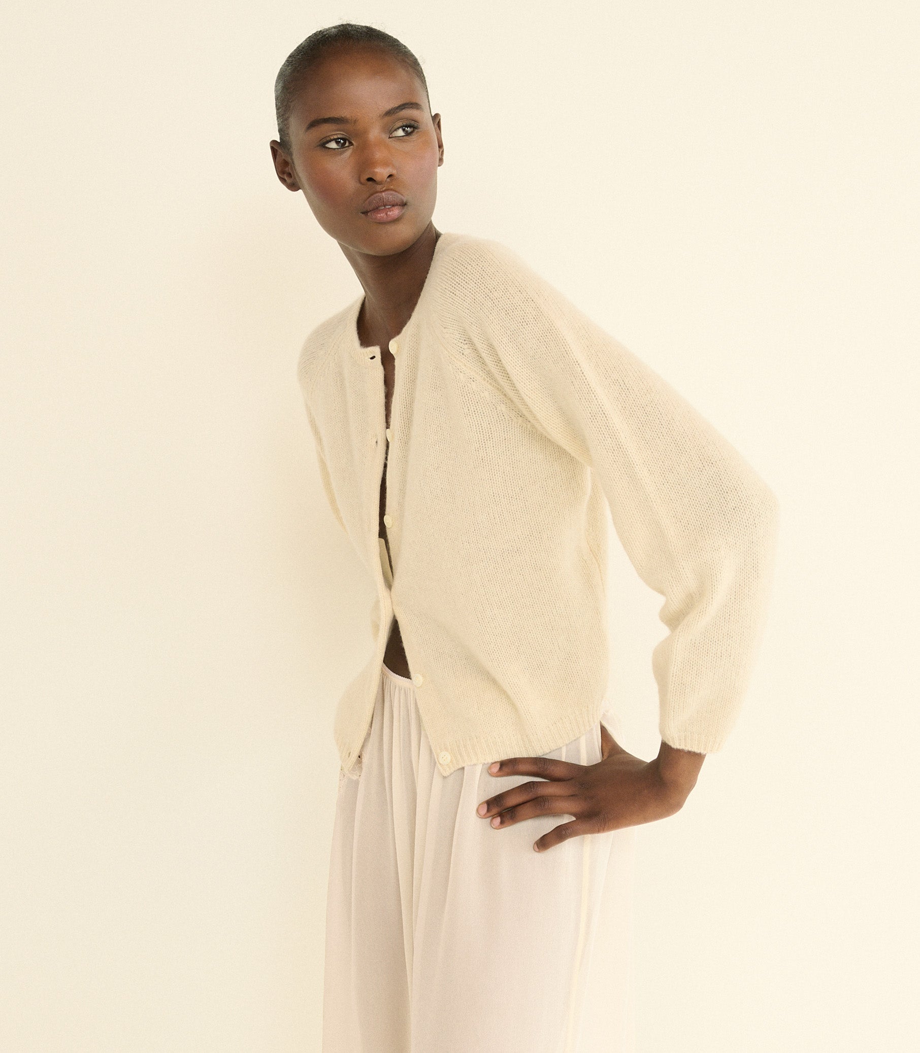 DOEN - PEROLINE CASHMERE CARDIGAN - - DOGWOOD