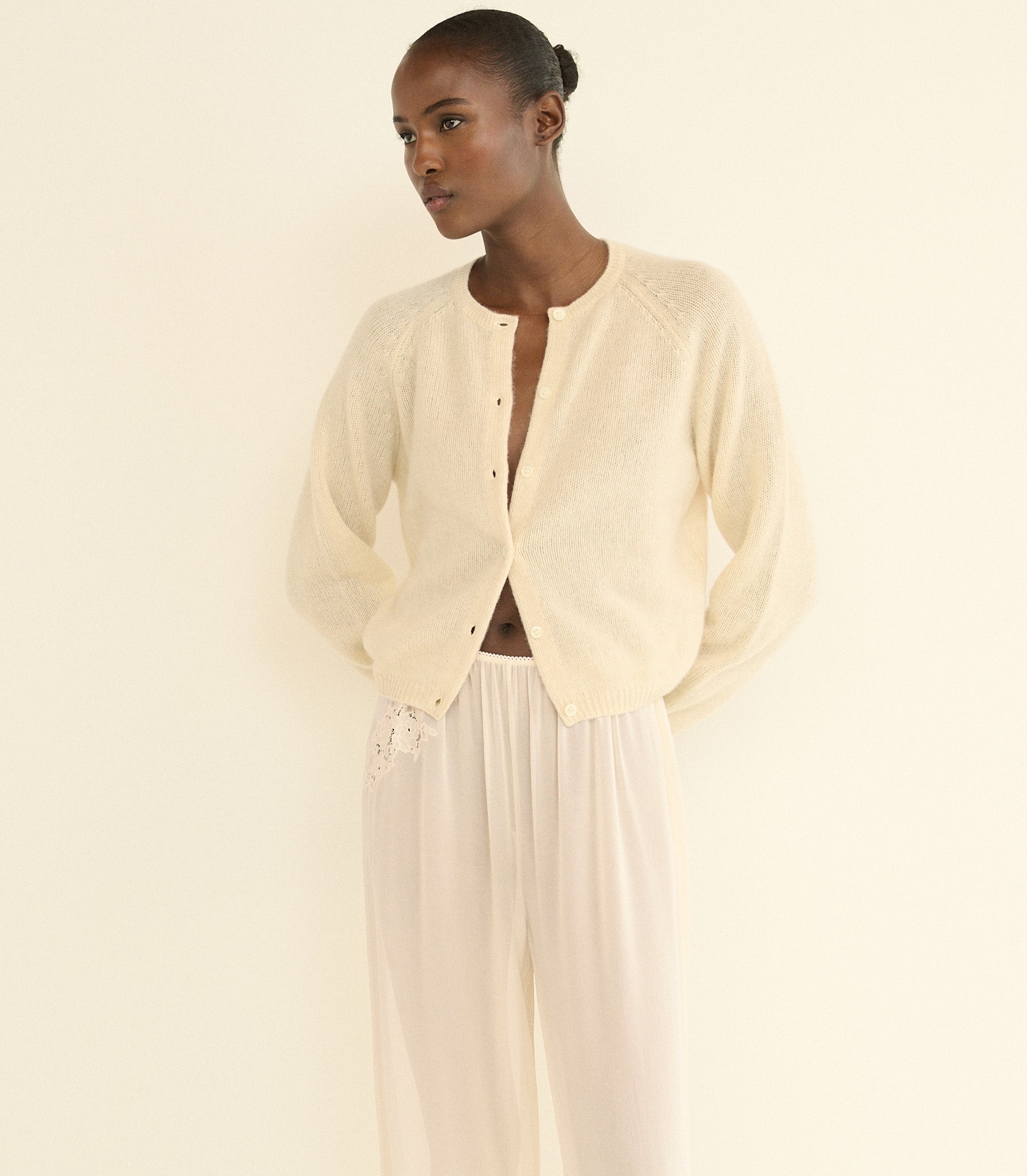 DOEN - PEROLINE CASHMERE CARDIGAN - - DOGWOOD
