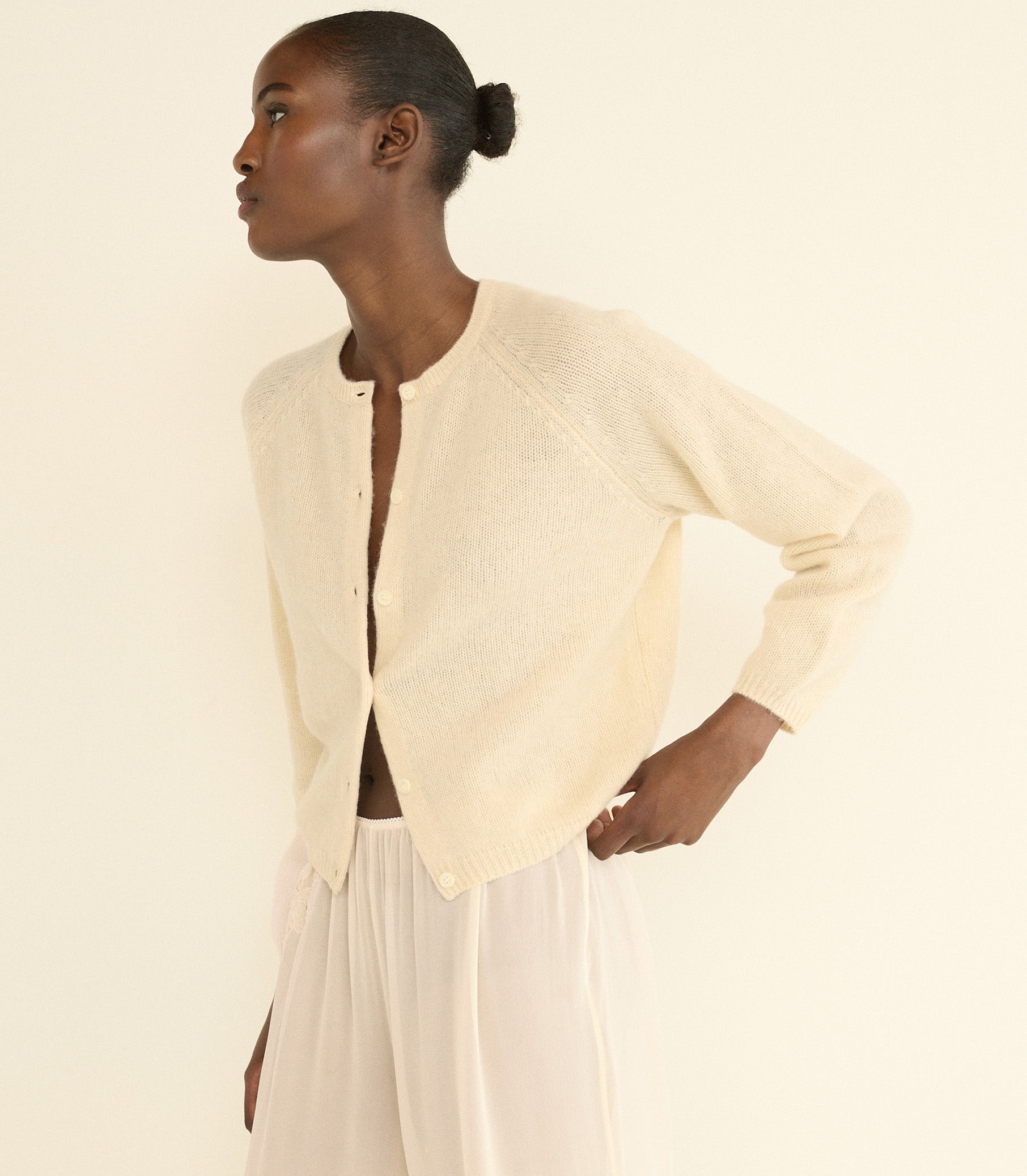 DOEN - PEROLINE CASHMERE CARDIGAN - - DOGWOOD