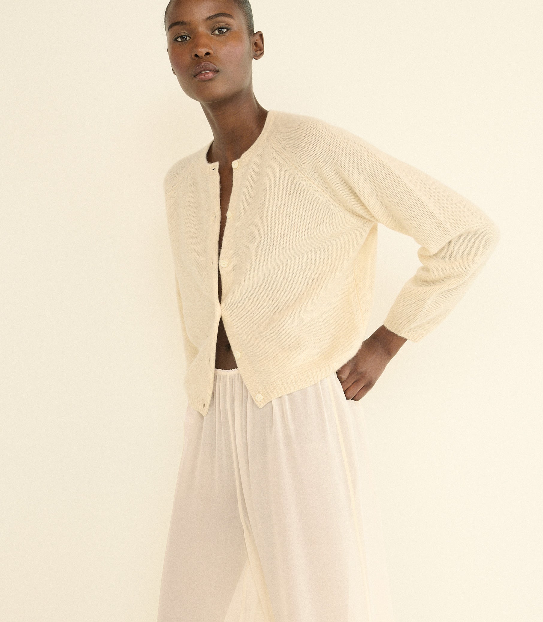 DOEN - PEROLINE CASHMERE CARDIGAN - - DOGWOOD