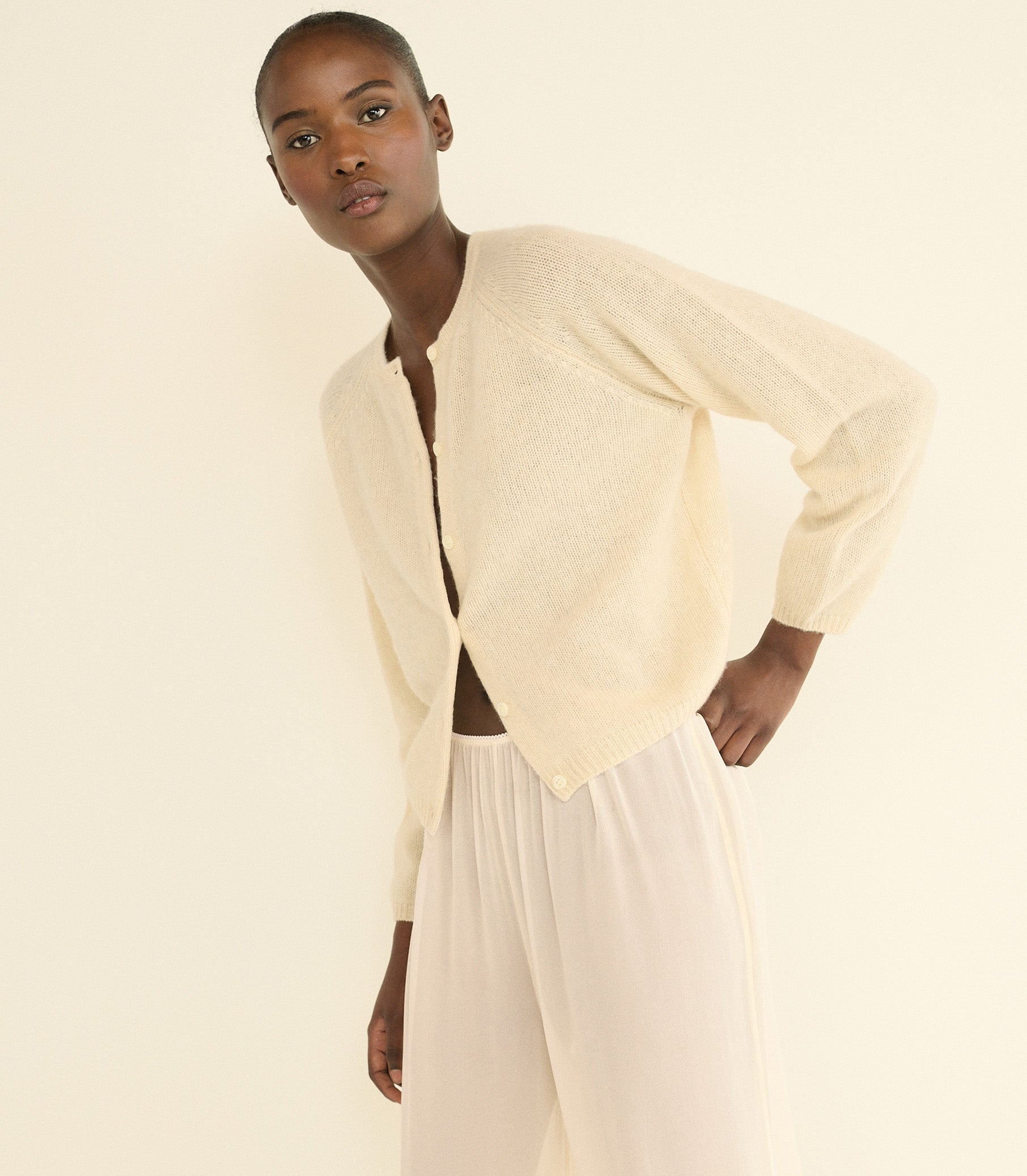 DOEN - PEROLINE CASHMERE CARDIGAN - - DOGWOOD