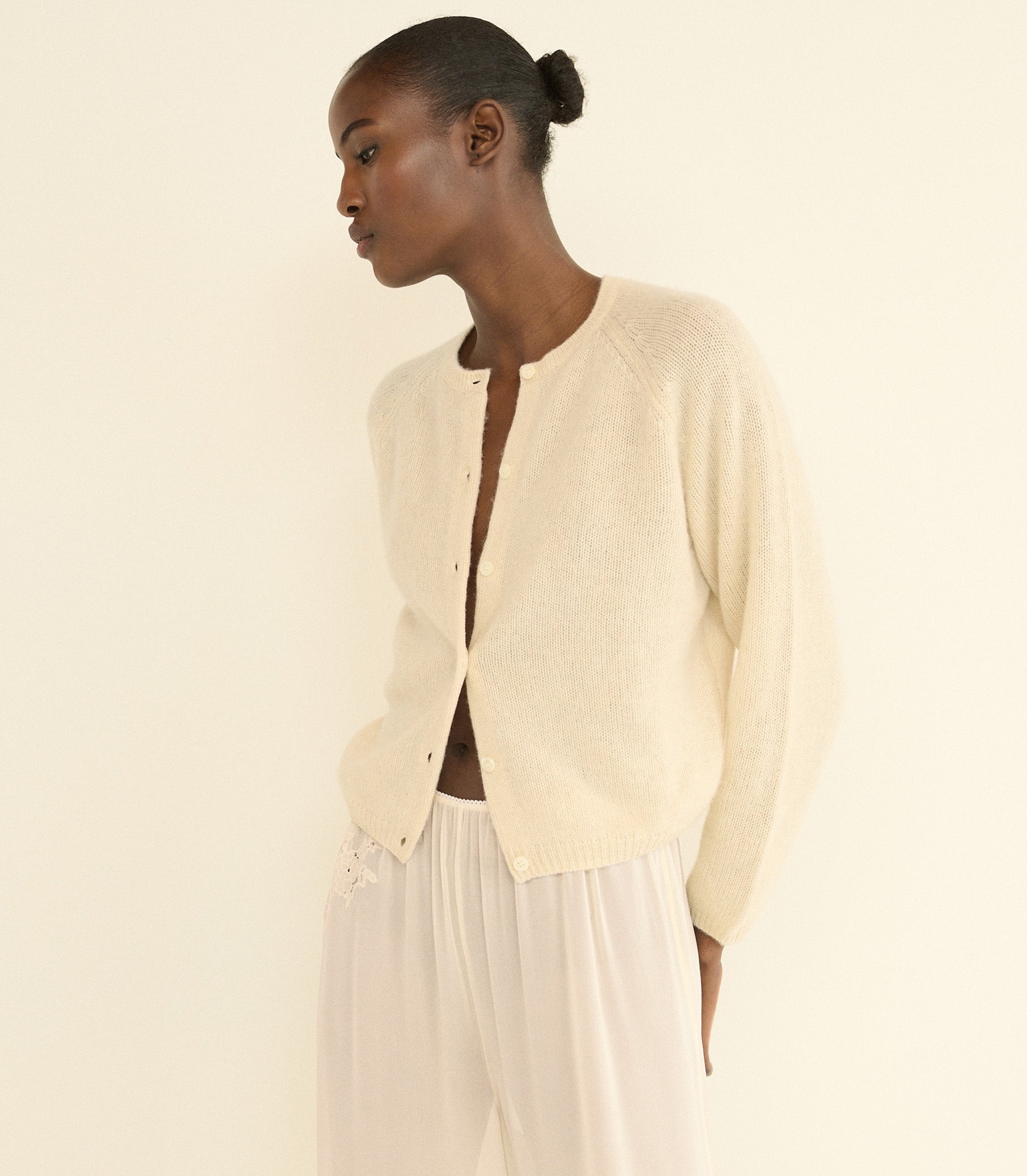 DOEN - PEROLINE CASHMERE CARDIGAN - - DOGWOOD
