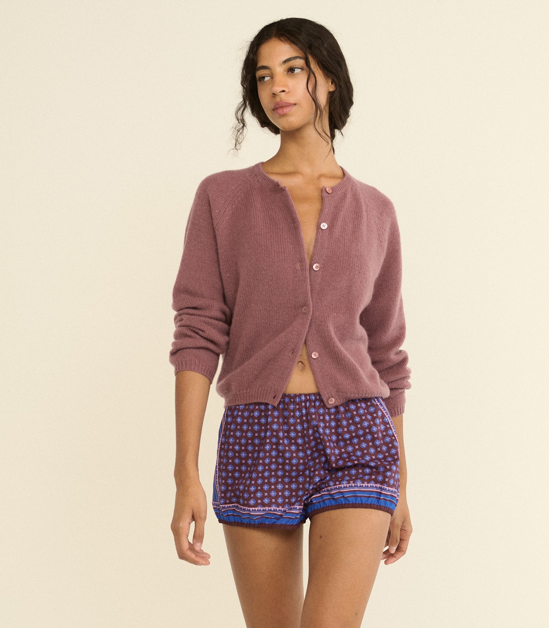 DOEN - PEROLINE CASHMERE CARDIGAN - - ROSE MAUVE