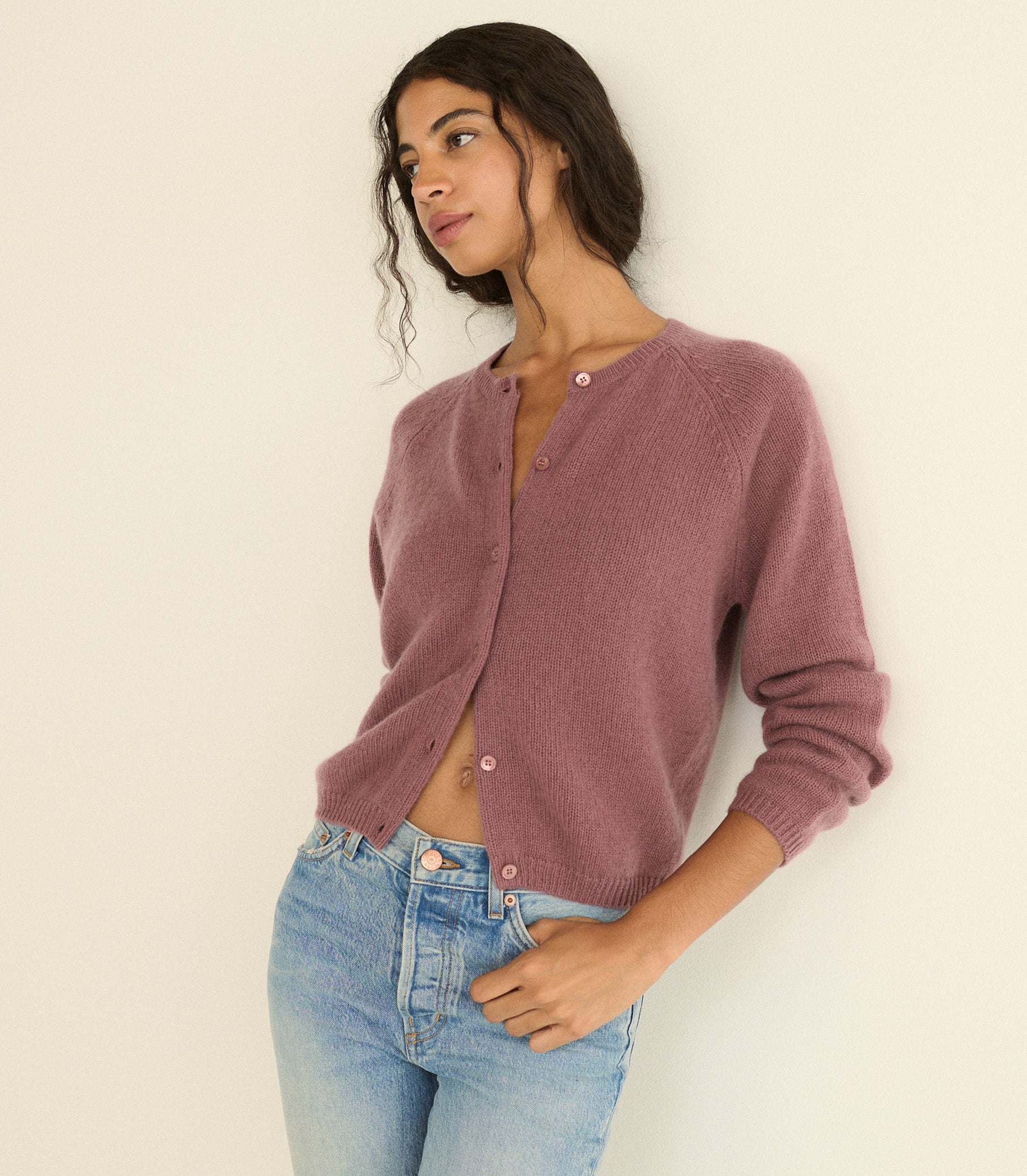 DOEN - PEROLINE CASHMERE CARDIGAN - - ROSE MAUVE