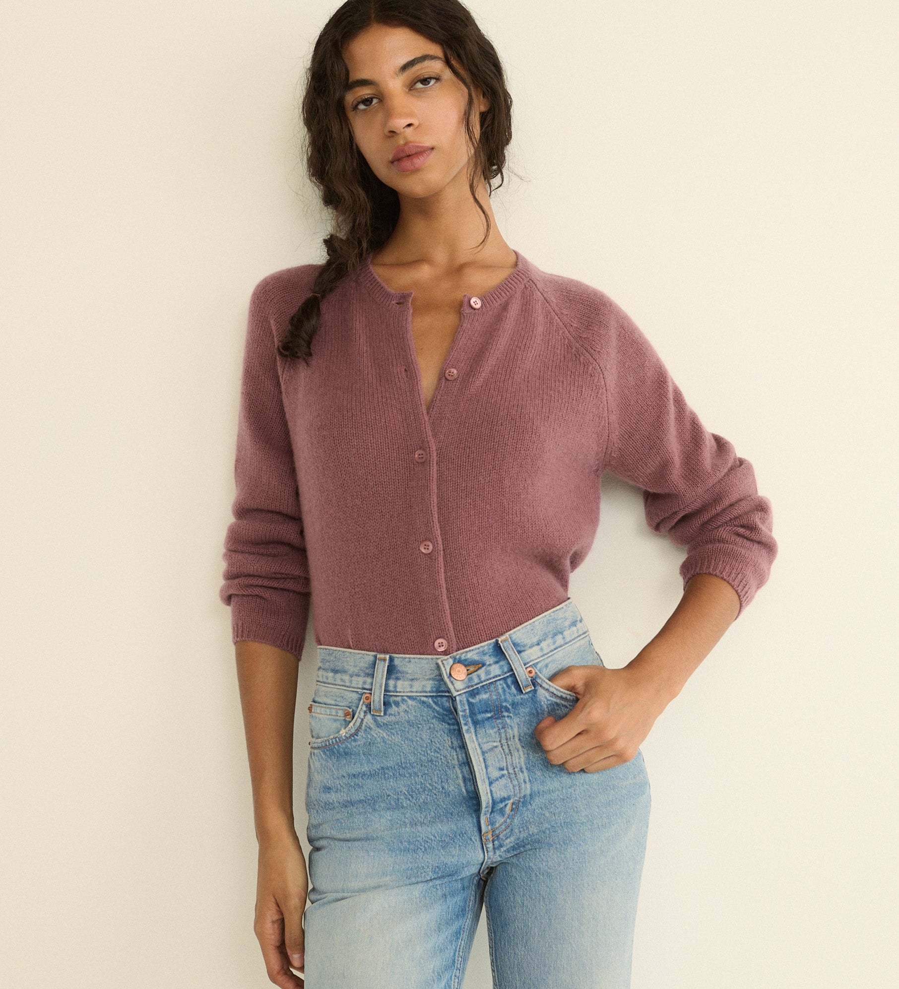 DOEN - PEROLINE CASHMERE CARDIGAN - - ROSE MAUVE