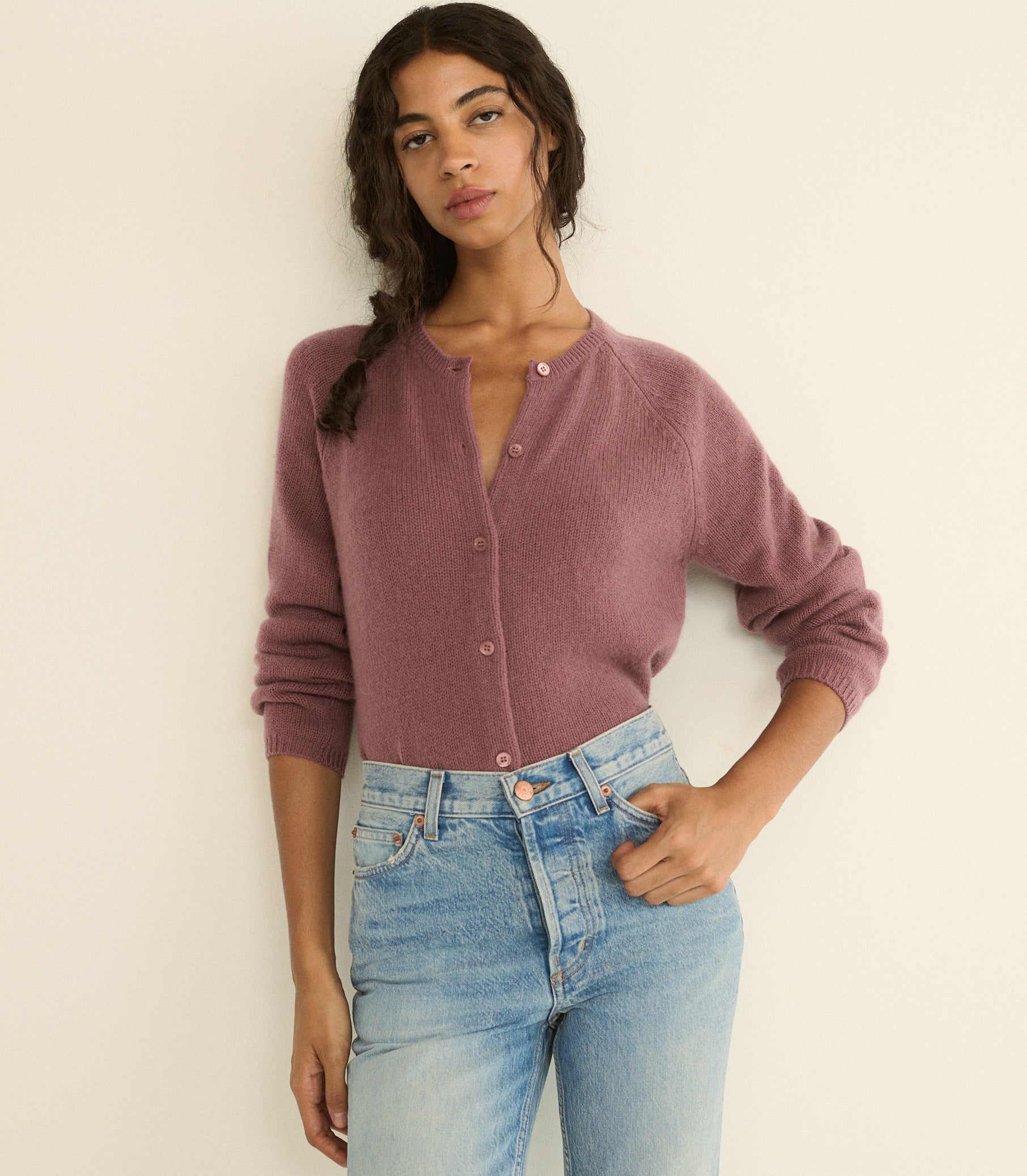 DOEN - PEROLINE CASHMERE CARDIGAN - - ROSE MAUVE