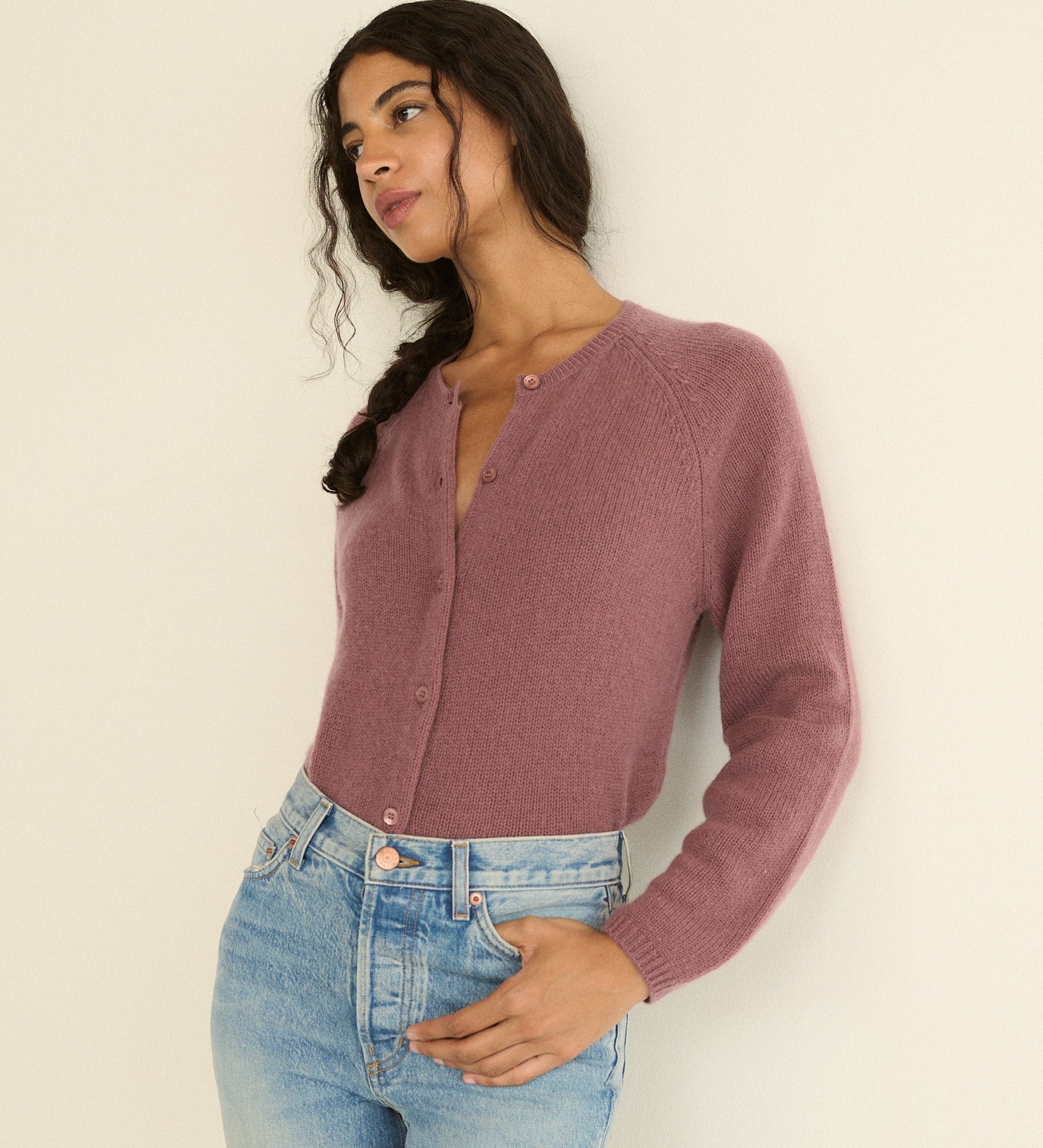 DOEN - PEROLINE CASHMERE CARDIGAN - - ROSE MAUVE