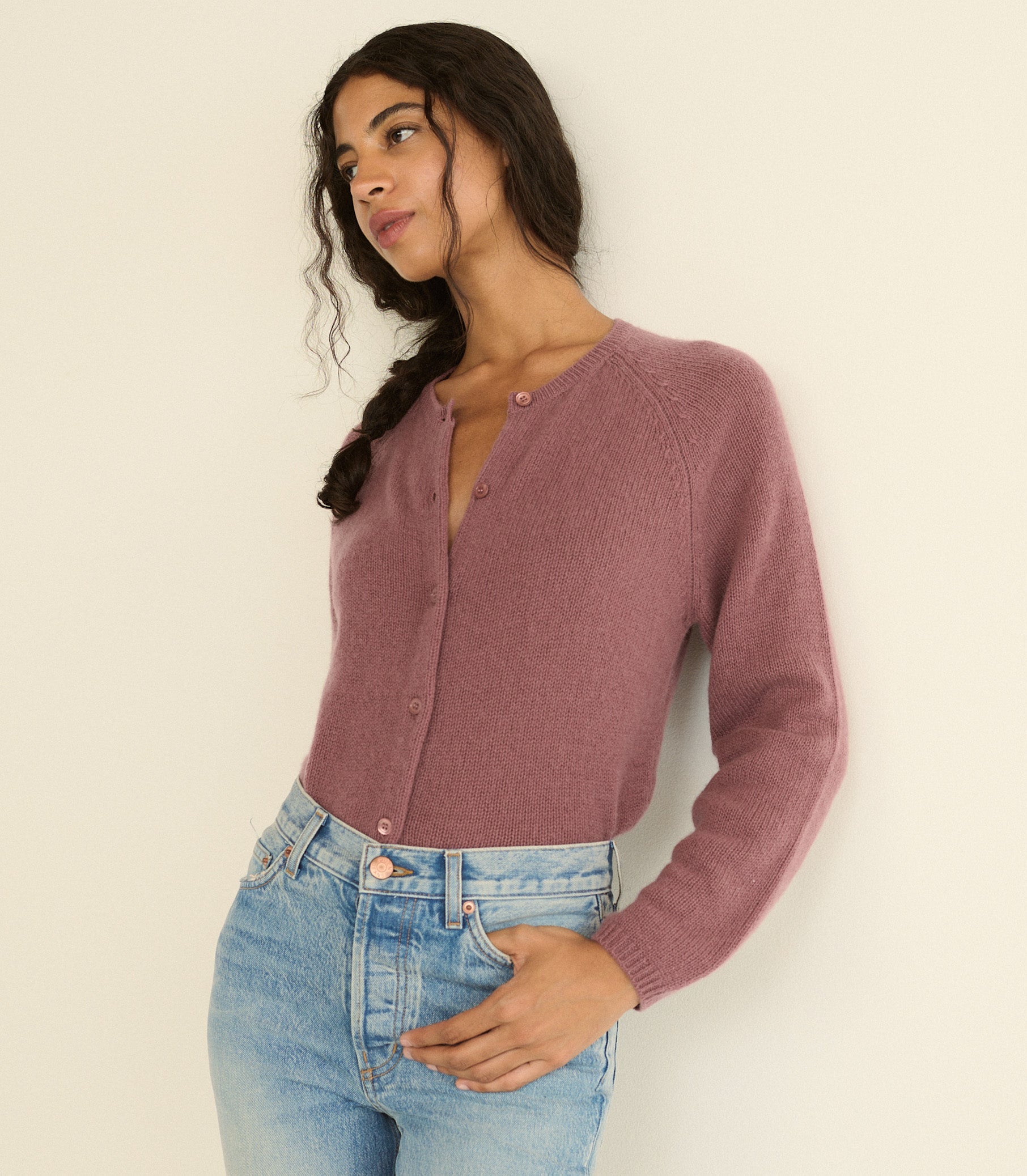 DOEN - PEROLINE CASHMERE CARDIGAN - - ROSE MAUVE