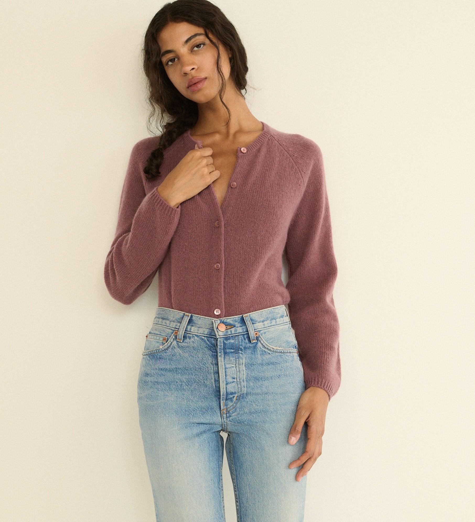 DOEN - PEROLINE CASHMERE CARDIGAN - - ROSE MAUVE