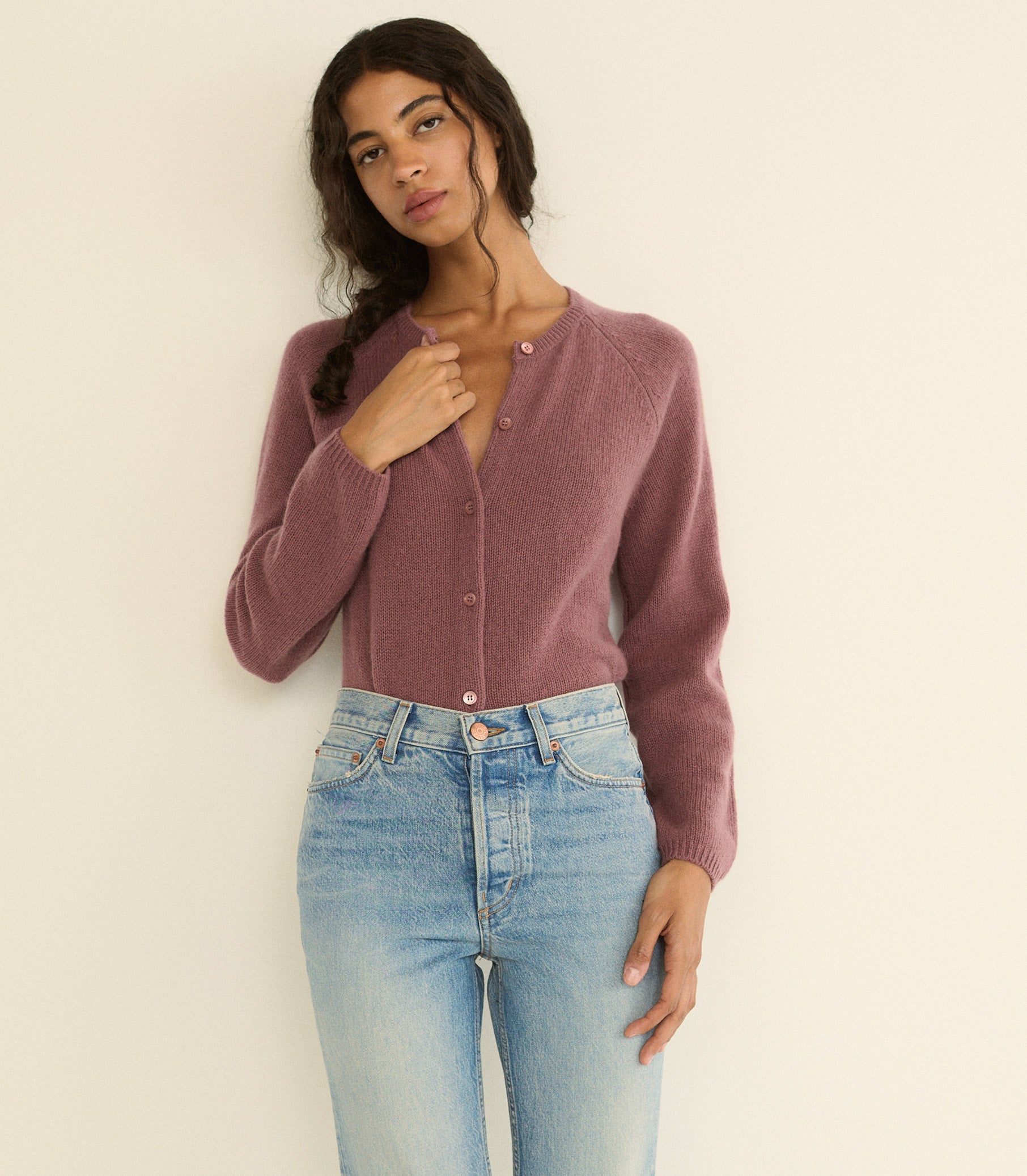 DOEN - PEROLINE CASHMERE CARDIGAN - - ROSE MAUVE