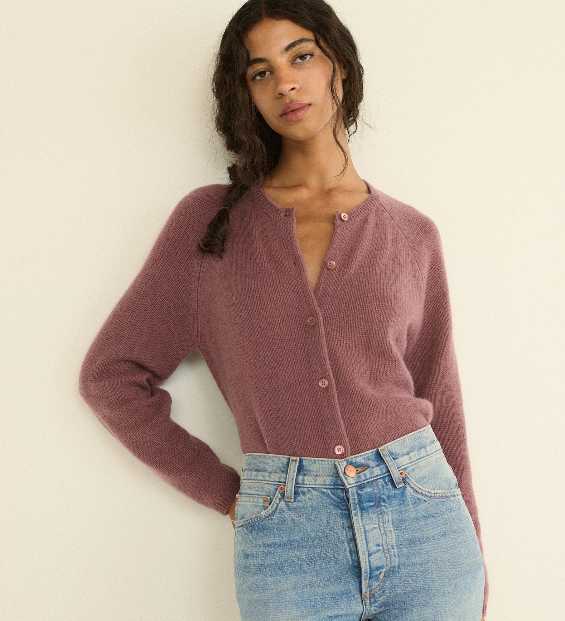 DOEN - PEROLINE CASHMERE CARDIGAN - - ROSE MAUVE