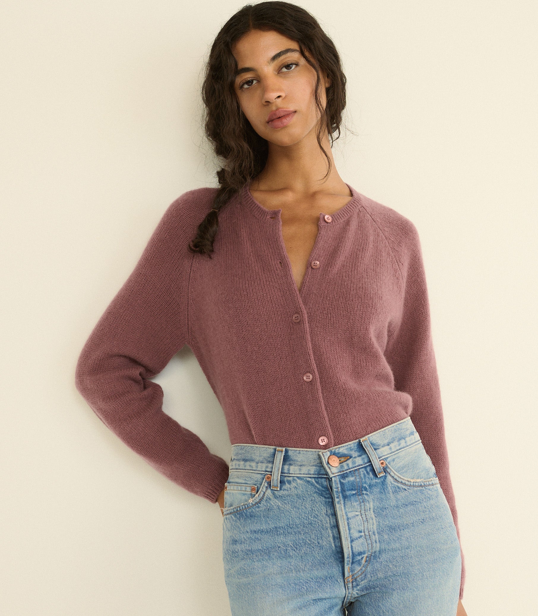 DOEN - PEROLINE CASHMERE CARDIGAN - - ROSE MAUVE