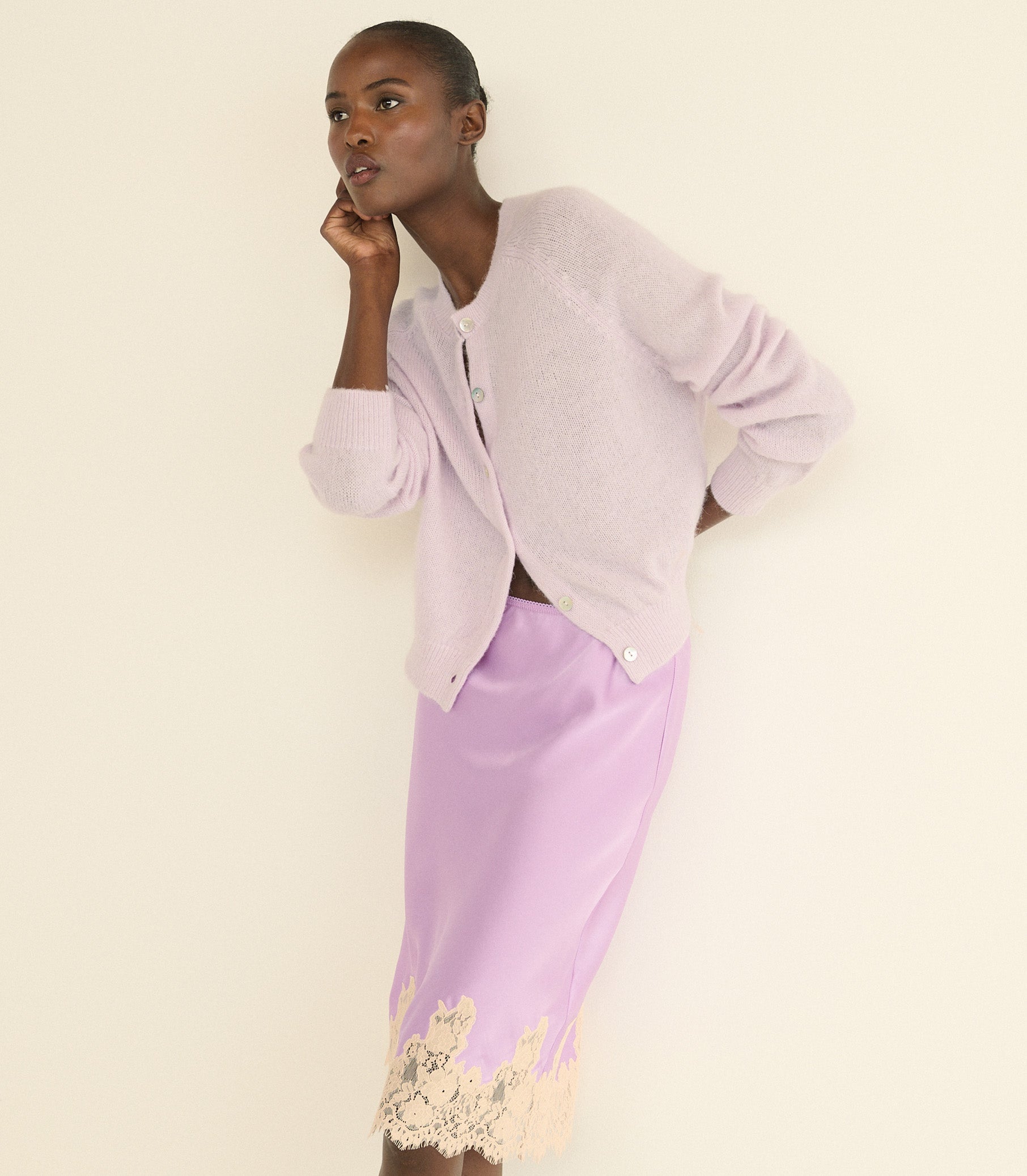 DOEN - PETRA CARDIGAN - - VIOLET THISTLE
