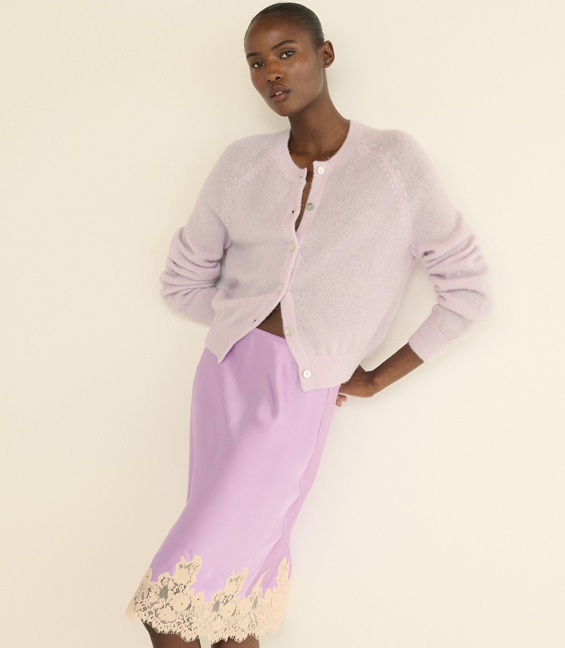 DOEN - PETRA CARDIGAN - - VIOLET THISTLE