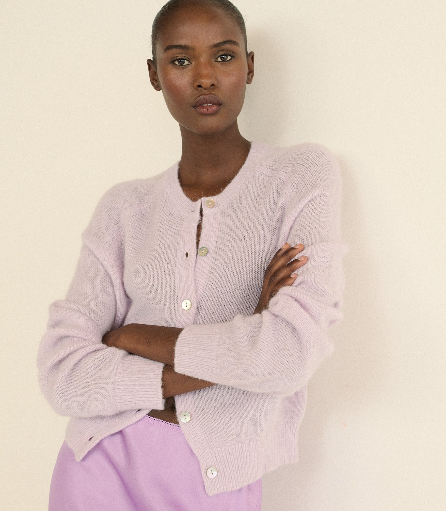 DOEN - PETRA CARDIGAN - - VIOLET THISTLE