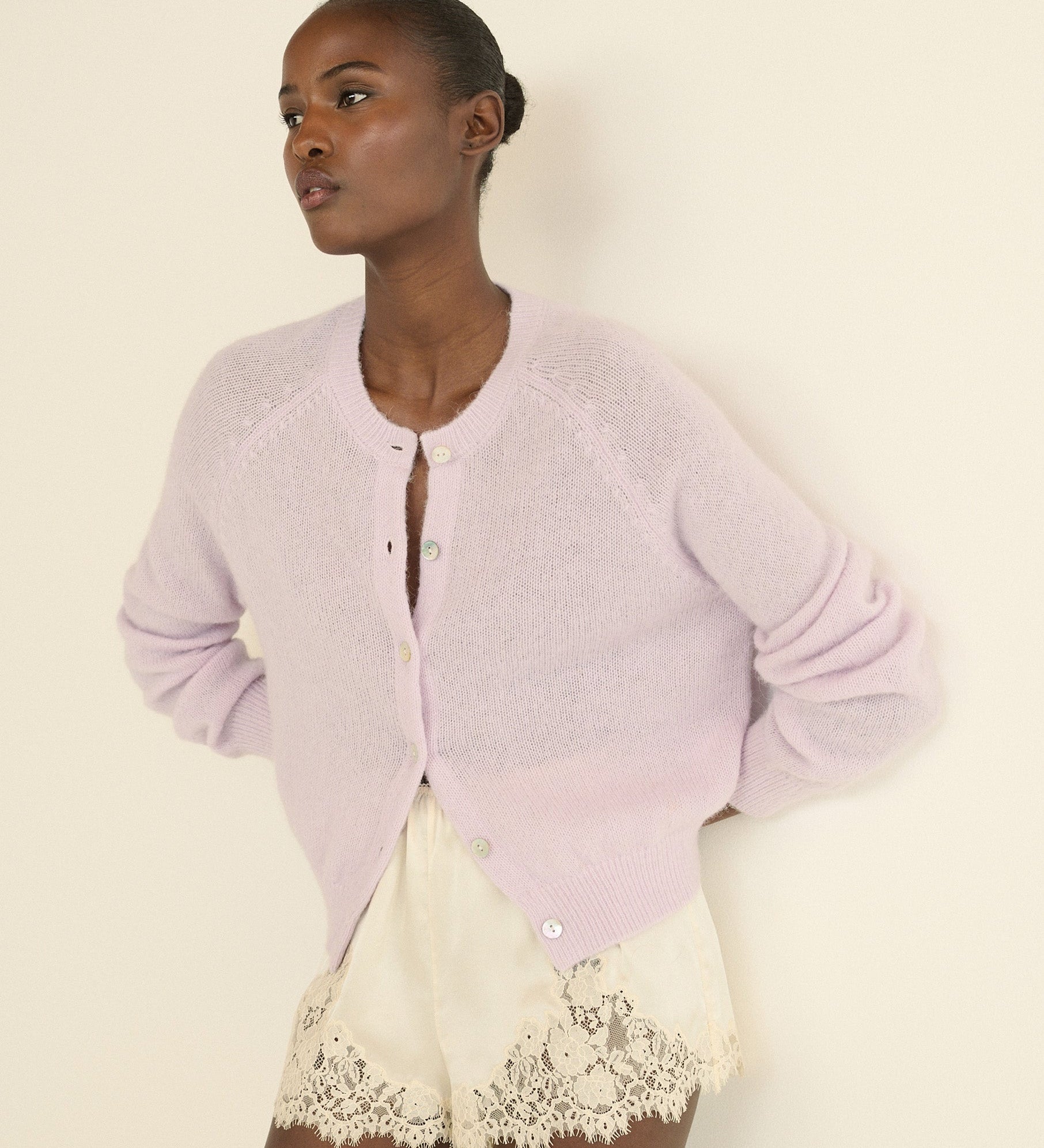 DOEN - PETRA CARDIGAN - - VIOLET THISTLE