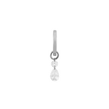 Dorsey - 14K HUGGIE EARRING WITH FLOATING ROUND AND PEAR-CUT CHARM IN LAB DIAMOND