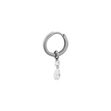 Dorsey - 14K HUGGIE EARRING WITH FLOATING ROUND AND PEAR-CUT CHARM IN LAB DIAMOND