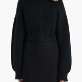Khaite - Pomero Jacket in Black with Rabbit Fur Collar