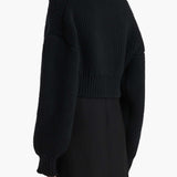 Khaite - Pomero Jacket in Black with Rabbit Fur Collar