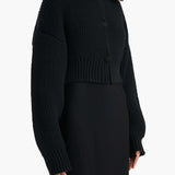 Khaite - Pomero Jacket in Black with Rabbit Fur Collar