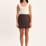 Posse - ALICE SKIRT - CHOCOLATE CREAM PINSTRIPE
