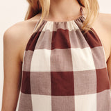 Posse - CALLIE MINI DRESS - MOCHA GINGHAM