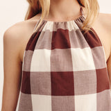 Posse - CALLIE MINI DRESS - MOCHA GINGHAM
