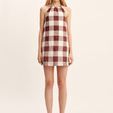 Posse - CALLIE MINI DRESS - MOCHA GINGHAM