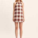 Posse - CALLIE MINI DRESS - MOCHA GINGHAM