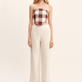Posse - CALLIE TIE TOP - MOCHA GINGHAM