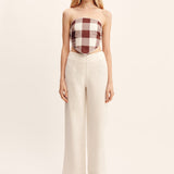 Posse - CALLIE TIE TOP - MOCHA GINGHAM