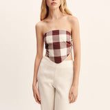 Posse - CALLIE TIE TOP - MOCHA GINGHAM