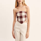 Posse - CALLIE TIE TOP - MOCHA GINGHAM