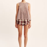 Posse - CALLIE BLOUSE - PETITE MOCHA GINGHAM