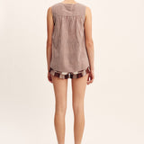 Posse - CALLIE BLOUSE - PETITE MOCHA GINGHAM