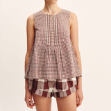 Posse - CALLIE BLOUSE - PETITE MOCHA GINGHAM