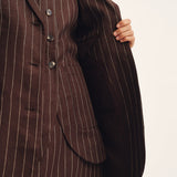 Posse - LEON BLAZER - CHOCOLATE CREAM PINSTRIPE