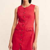 Posse - MATILDA BUTTON DOWN MINI - RED