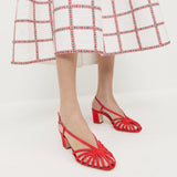 Loeffler Randall - Priscilla Red Moiré Heeled Sandal