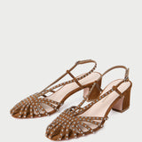 Loeffler Randall - Priscilla Cacao/Silver Suede Heeled Sandal