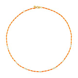 Dorsey - ENAMEL MOISSANITE NECKLACE IN MANDARINE, 18K GOLD VERMEIL