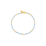 Dorsey - ENAMEL MOISSANITE BRACELET IN BLEUET, 18K GOLD VERMEIL