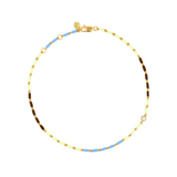 Dorsey - ENAMEL MOISSANITE ANKLET IN LUNE, 18K GOLD VERMEIL