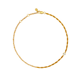 Dorsey - ENAMEL MOISSANITE ANKLET IN NATUREL, 18K GOLD VERMEIL