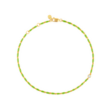 Dorsey - ENAMEL MOISSANITE ANKLET IN OLIVE, 18K GOLD VERMEIL