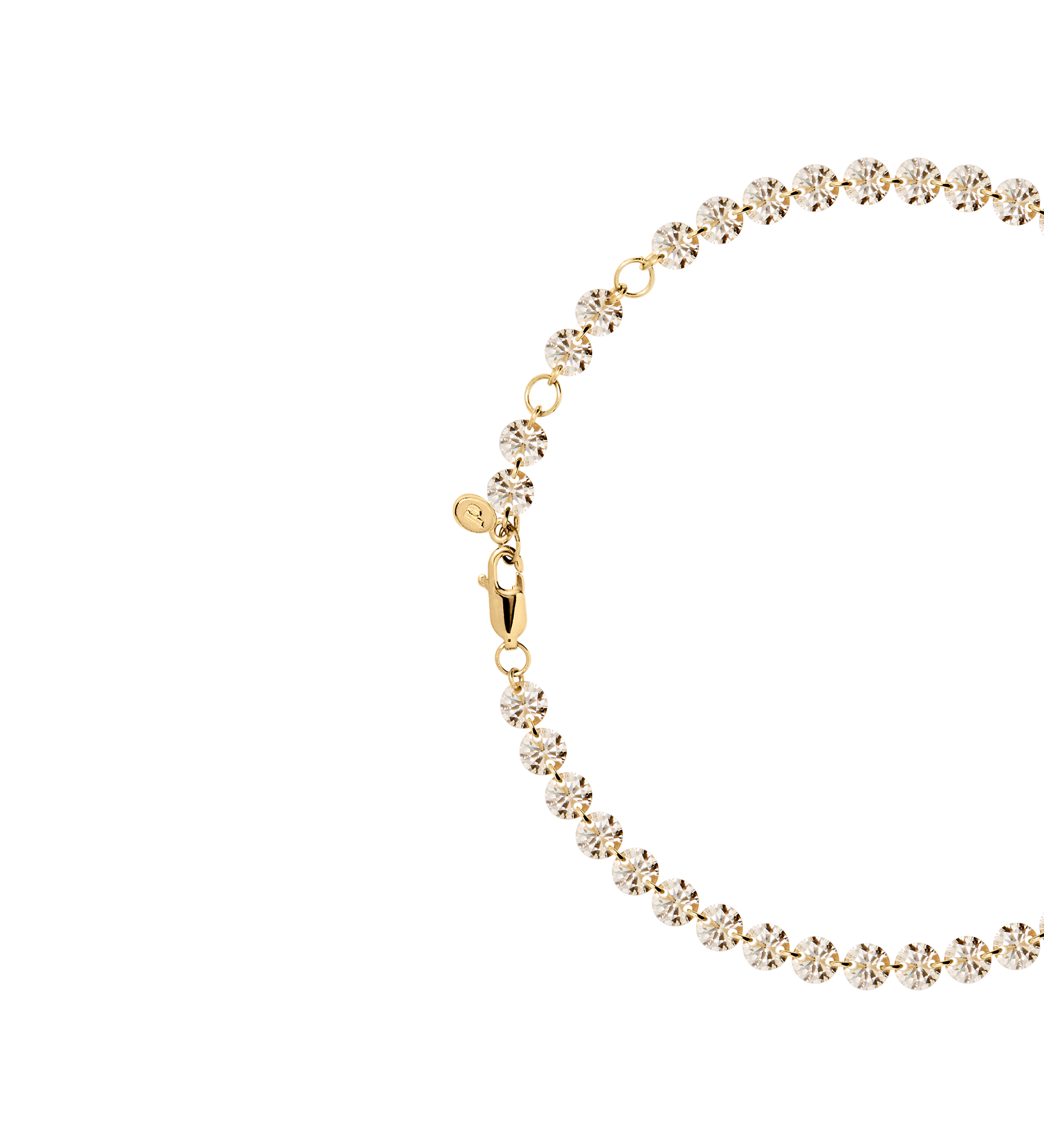 Dorsey - FLOATING ETERNITY ANKLET IN 5MM HONEY MOISSANITE, 18K GOLD VERMEIL